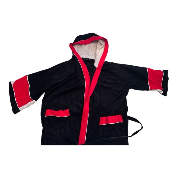 Vintage Playboy Unisex Terry Cloth Black Red Hugh Hefner L/XL Made in USA Robe - Picture 2 of 7